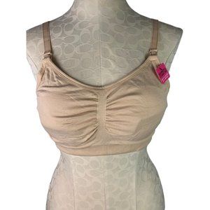 XL Lamaze Seamless Comfort Nursing Bra Removable Pads Nude Tan